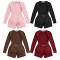 LETS FCKN GO open-back women’s bodysuits in pink, black, brown and dark red