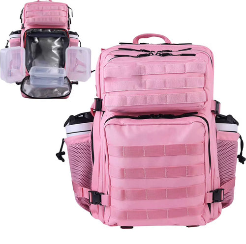 Pink meal-prep bag front and insulated compartment